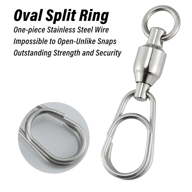 Dr.Fish 20pcs Ball Bearing Swivels with Quick Snap 44-176lb