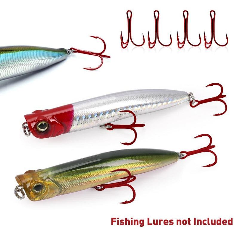 Dr.Fish 60pcs Treble Hooks Red #10 to #1 - Dr.Fish Tackles