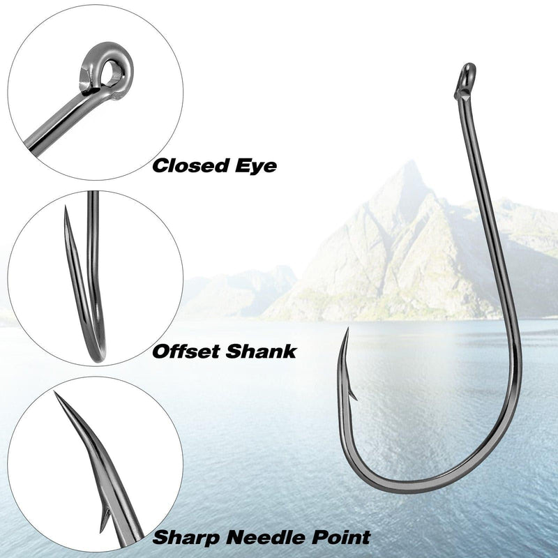Dr.Fish 30pcs Octoups Hooks 1/0 to 10/0