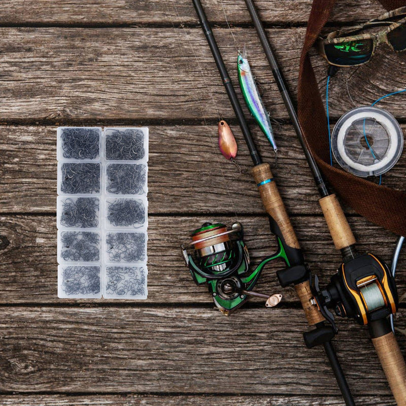Dr.Fish 1000pcs Black Fishing Hooks Kit