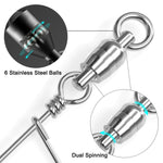 Dr.Fish Stainless Steel Ball Bearing Swivels with Coastlock Snap 45-440lb