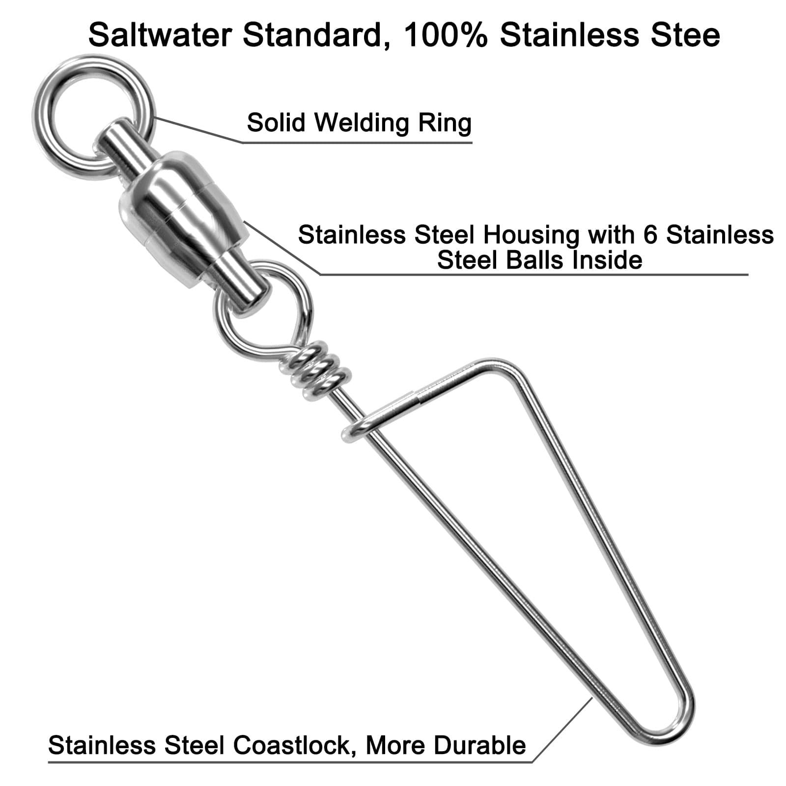 Dr.Fish Stainless Steel Ball Bearing Swivels with Coastlock Snap