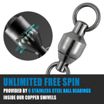 Dr.Fish 20pcs Ball Bearing Swivel with Coast Lock Snap 26-503lb