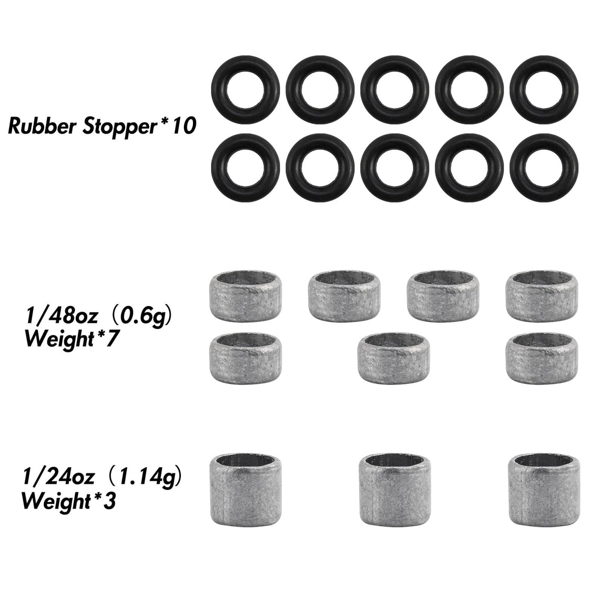 Dr.Fish 20pcs Weight & Rubber Stopper Kit