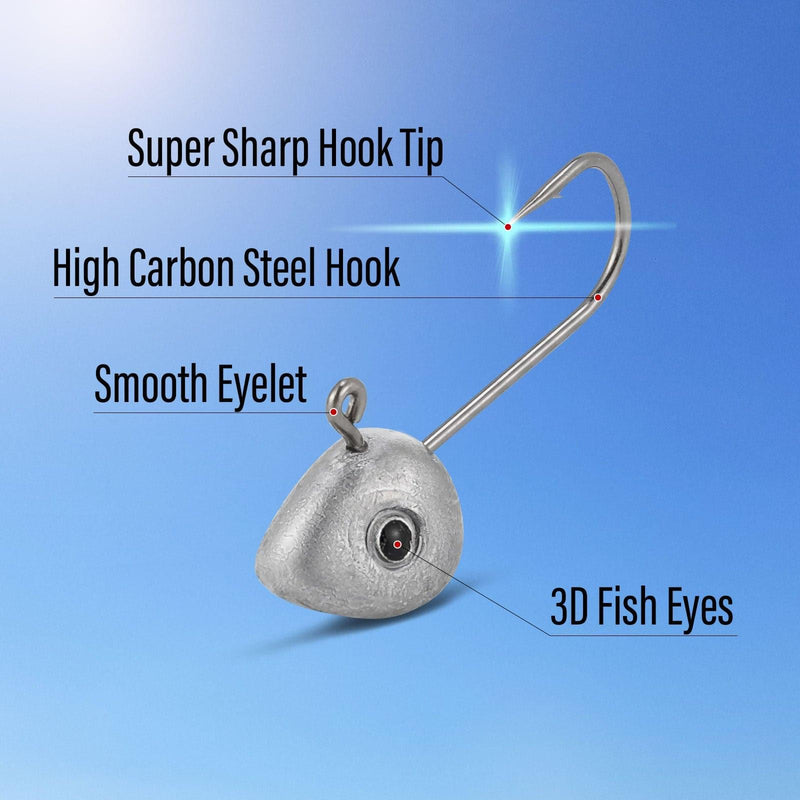 Dr.Fish 20pcs Unpainted Shad Jig Heads 1/32oz-3/16oz - Dr.Fish Tackles