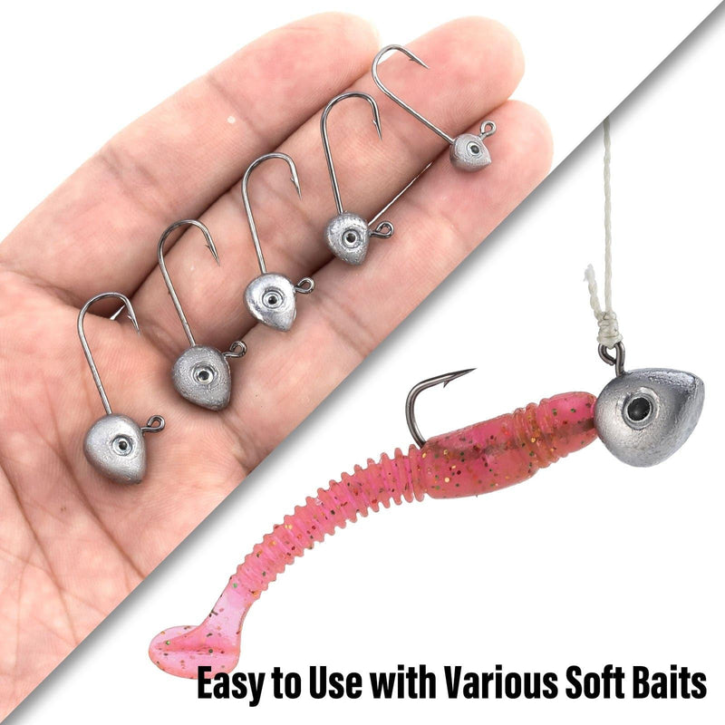 Dr.Fish 20pcs Unpainted Shad Jig Heads 1/32oz-3/16oz